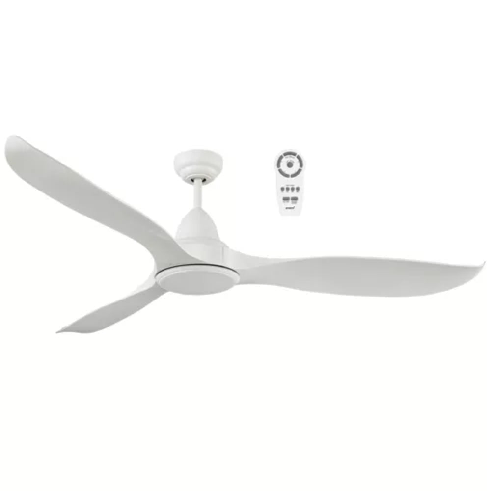 Wave 6" DC Remote Control Ceiling Fan with 18W Tricolour LED Light Satin White